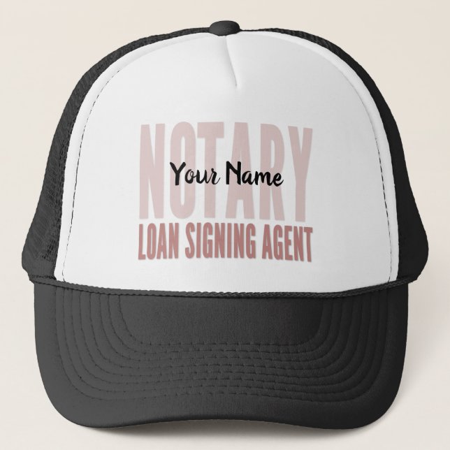 Notary Loan Signing Agent Red Font Customized Trucker Hat (Front)
