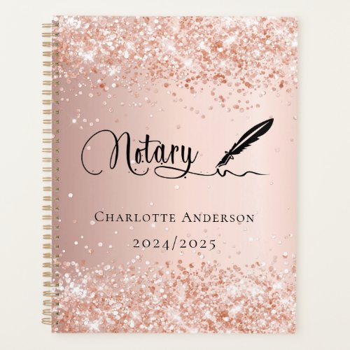 Notary loan signing agent rose gold 2024 planner