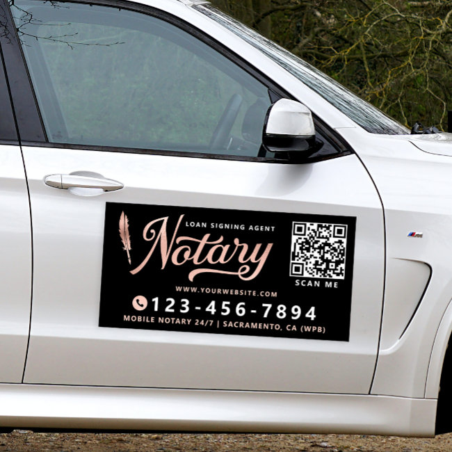 Notary Loan Signing Agent Rose Gold & Black  Car Magnet