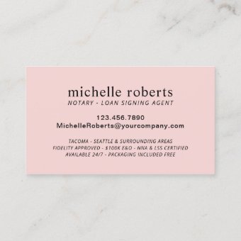 Notary Loan Signing Agent Rose Gold & Black Photo Business Card | Zazzle