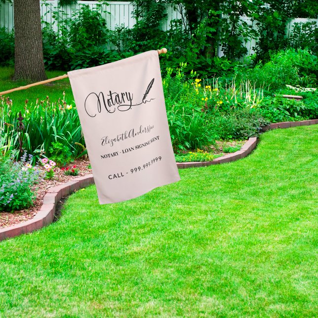 Notary loan signing agent rose gold blush elegant house flag (Creator Uploaded)