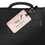 Notary loan signing agent rose gold blush luggage tag<br><div class="desc">A rose gold,  blush background decorated with a black signature signing pen.  Elegant hand lettered style script.  Personalize and add Your name,  text, 
Add your contact information on the back.</div>