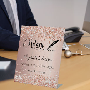 Notary loan signing agent rose gold blush pedestal sign
