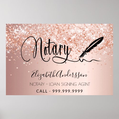 Notary loan signing agent rose gold blush poster