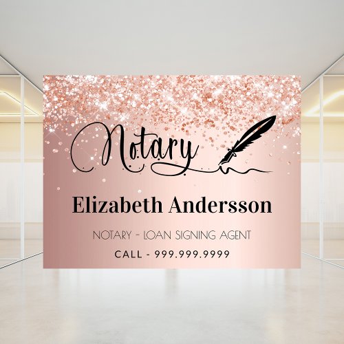 Notary loan signing agent rose gold blush poster