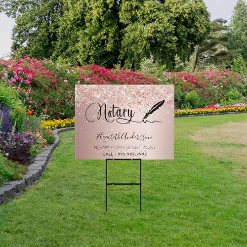 Notary loan signing agent rose gold blush sign
