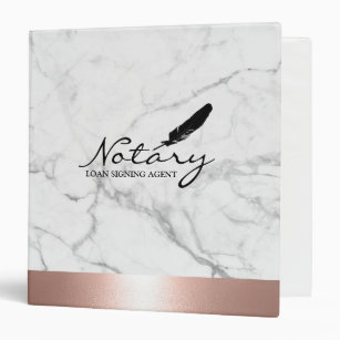 Notary Loan Signing Agent Rose Gold Border Marble 3 Ring Binder