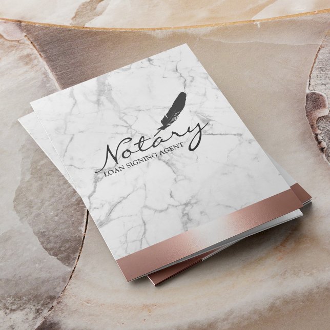 Notary Loan Signing Agent Rose Gold Border Marble Pocket Folder (Creator Uploaded)