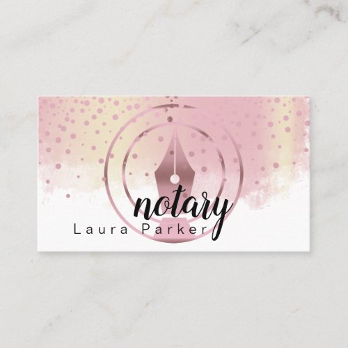 Notary Loan Signing Agent Rose Gold Dripping  Busi Business Card