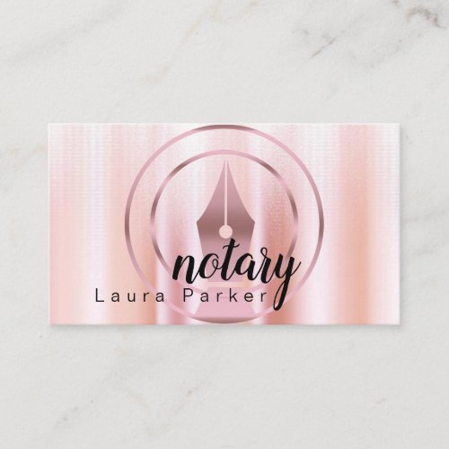 Notary Loan Signing Agent Rose Gold Dripping Busin Business Card