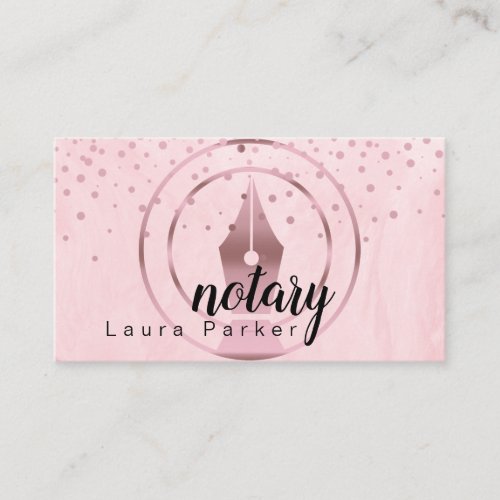 Notary Loan Signing Agent Rose Gold Dripping Busin Business Card