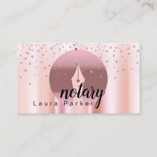 Notary Loan Signing Agent Rose Gold Dripping Busin Business Card