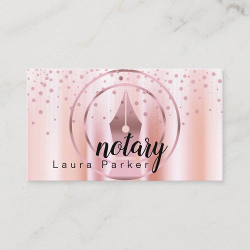 Notary Loan Signing Agent Rose Gold Dripping Busin Business Card