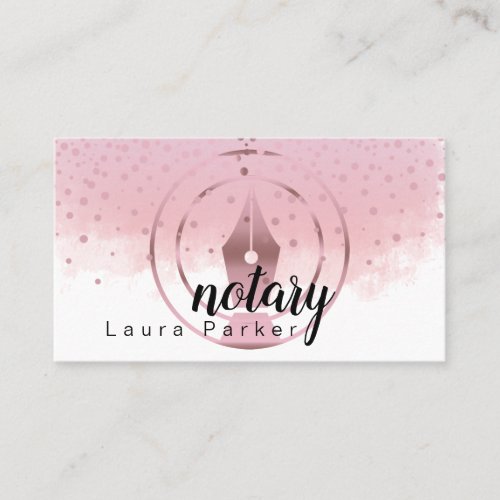 Notary Loan Signing Agent Rose Gold Dripping  Business Card