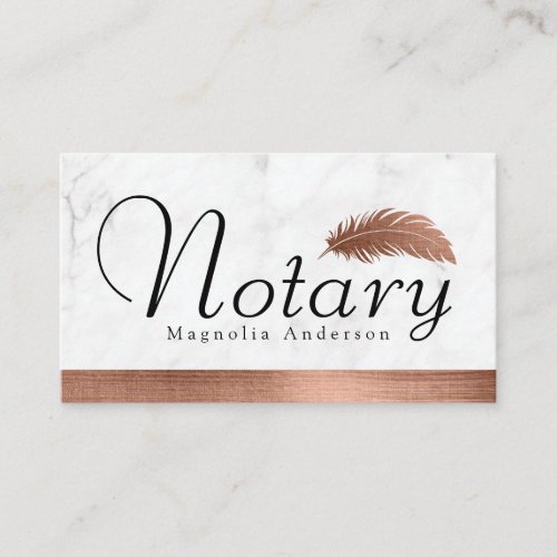 Notary Loan Signing Agent Rose Gold Foil Marble Bu Business Card