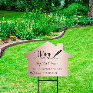 Notary loan signing agent rose gold house sign