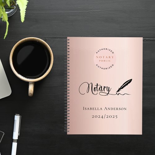 Notary loan signing agent rose gold notebook