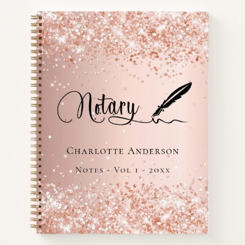 Notary loan signing agent rose gold pen notebook