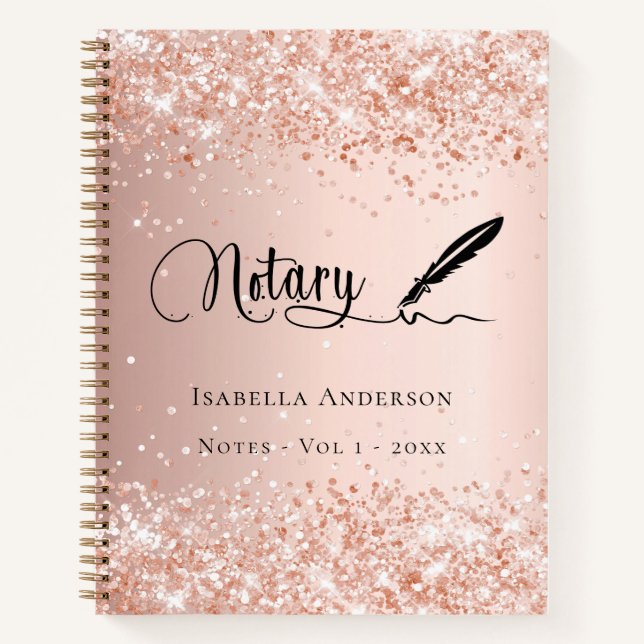 Notary loan signing agent rose gold signature notebook (Front)
