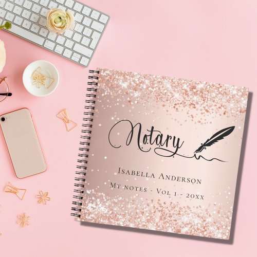 Notary loan signing agent rose gold signature notebook