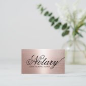 Notary Loan Signing Agent Rose Gold Typography Business Card (Standing Front)