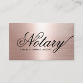 Notary Loan Signing Agent Rose Gold Typography Business Card (Front)