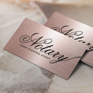 Notary Loan Signing Agent Rose Gold Typography Business Card
