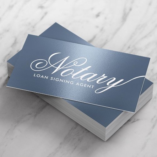 Notary Loan Signing Agent Typography Dusty Blue Business Card