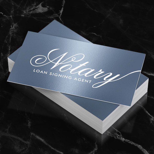 Notary Loan Signing Agent Typography Dusty Blue Business Card (Creator Uploaded)