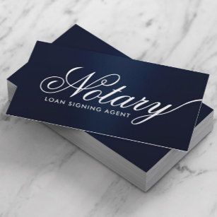 Notary Loan Signing Agent Typography Navy Blue Business Card