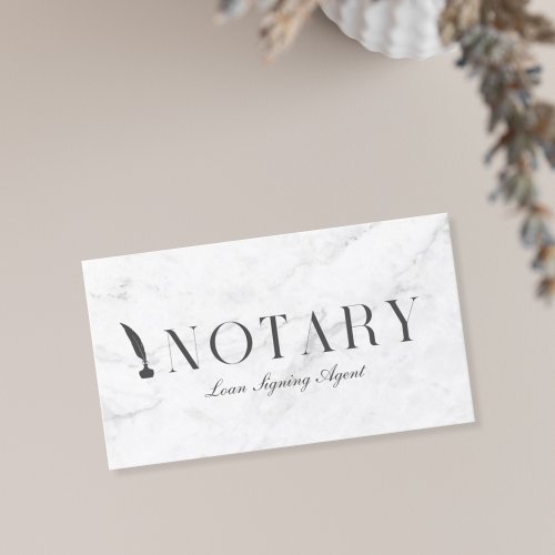 Notary Loan Signing Agent White Marble Business Card