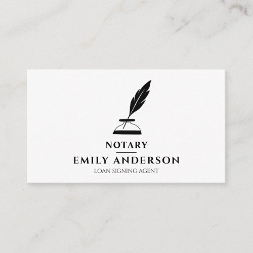 Notary Loan Singing Agent Minimal Black  White    Business Card