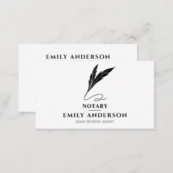 Notary Loan Singing Agent Minimal Feather Quill Business Card by marshopART at Zazzle