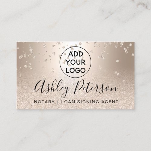 Notary logo metallic confetti gold glitter business card