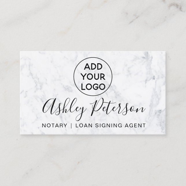 Notary logo typography marble minimalist elegant business card (Front)