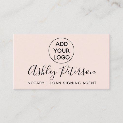 Notary logo typography pink minimalist elegant business card
