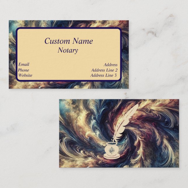 Notary Modern Abstract Art  Business Card (Front/Back)