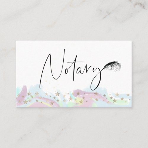  NOTARY Pen Feather Signing Agent PHOTO Stars Business Card