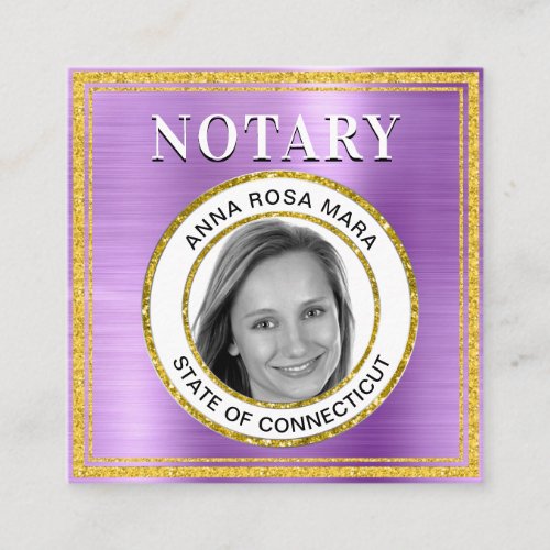  NOTARY PHOTO METAL VIOLET Signing Agent  Square Business Card