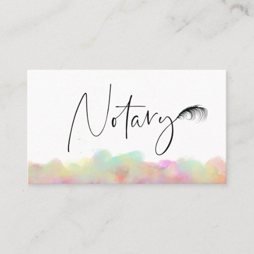  NOTARY PHOTO Pen Feather Signing Agent Pastel Business Card