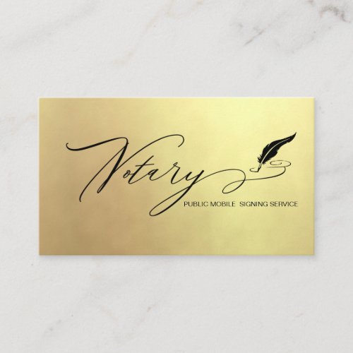  NOTARY PHOTO Quill Feather Signing Agent Gold Business Card
