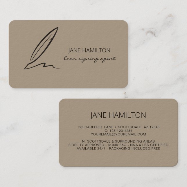 Notary Professional Loan Signing Agent Business Card (Front/Back)