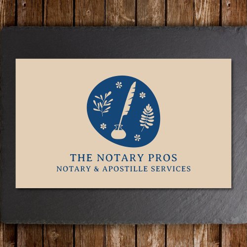 Notary Public Apostille Service Earthy Boho Quill Business Card