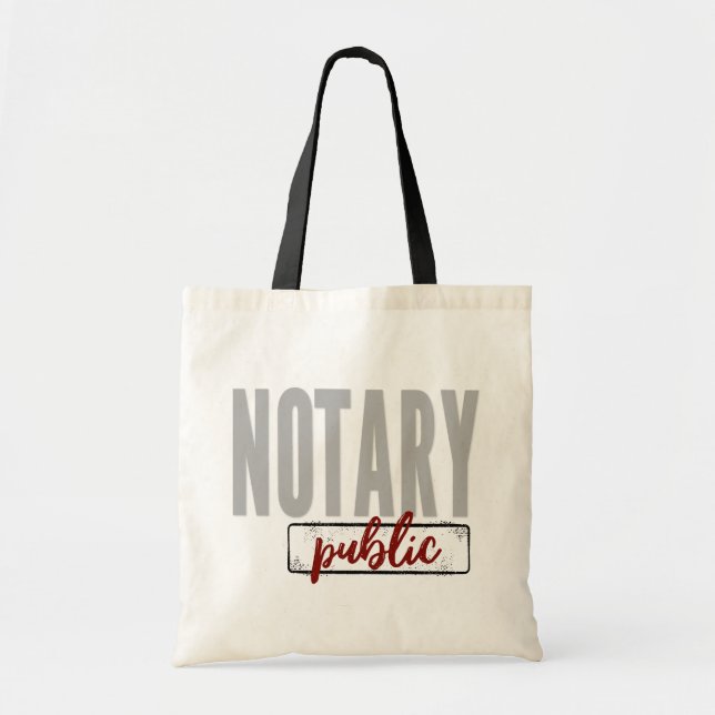 Notary Public Big Font Faded Black with Barn Red Tote Bag (Front)