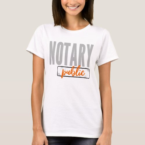 Notary Public Big Font Faded Black with Orange T_Shirt