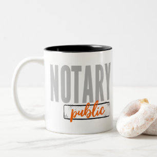 Notary Public Big Font Faded Black with Orange Two-Tone Coffee Mug