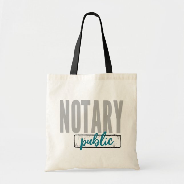 Notary Public Big Font Faded Black with Teal Blue Tote Bag (Front)
