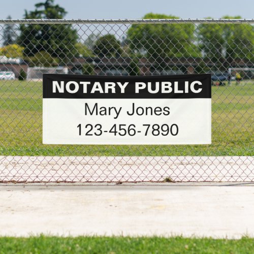 Notary Public Black and White Name Phone Number Banner