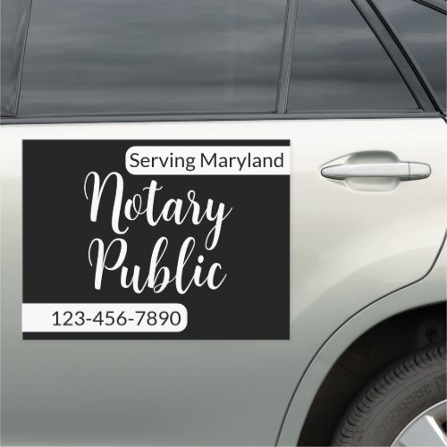 Notary Public Black and White Phone Service Area Car Magnet
