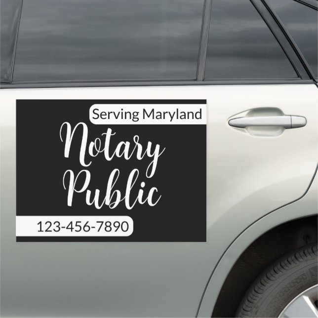 Notary Public Black and White Phone Service Area Car Magnet (In Situ)